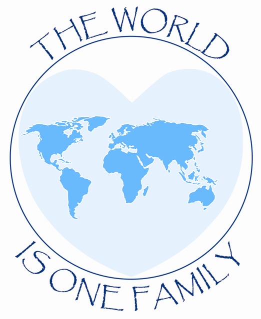 The World Is One Family — a heart holding the globe
